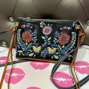 Consuela Embroidered Floral Black Crossbody Bag
